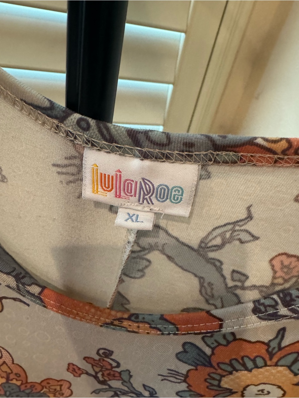 LuLaRoe Dani Sleeveless Floral Maxi Dress in Orange and Gray - Picture 3 of 5